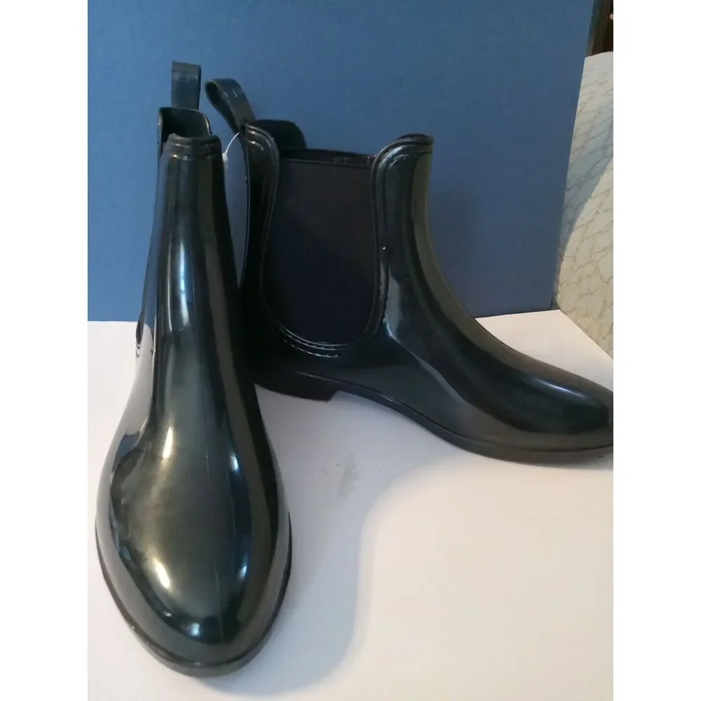 Henry Ferrera Woman's Clarity black Pull On Rain Boots Shoes‎ Size 10 New